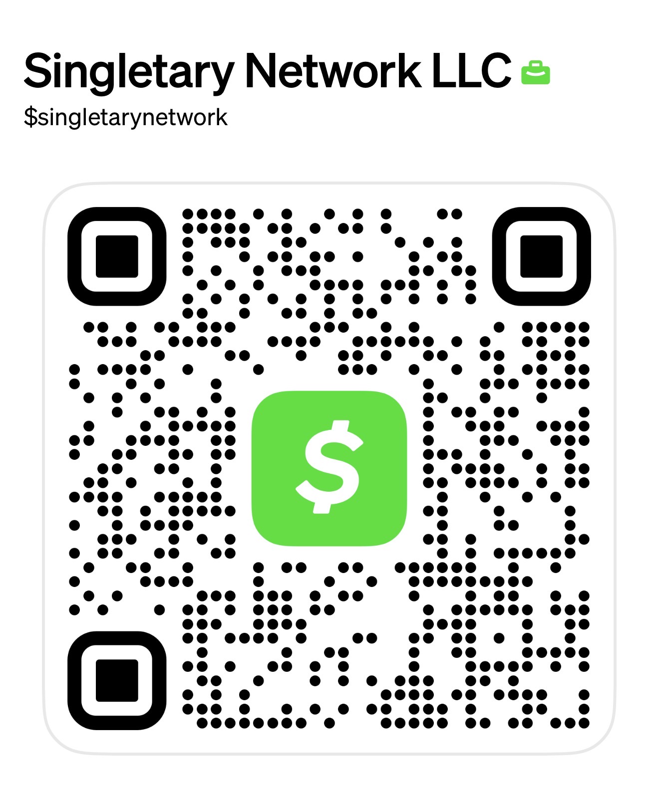 Cash App QR code for Singletary Network LLC